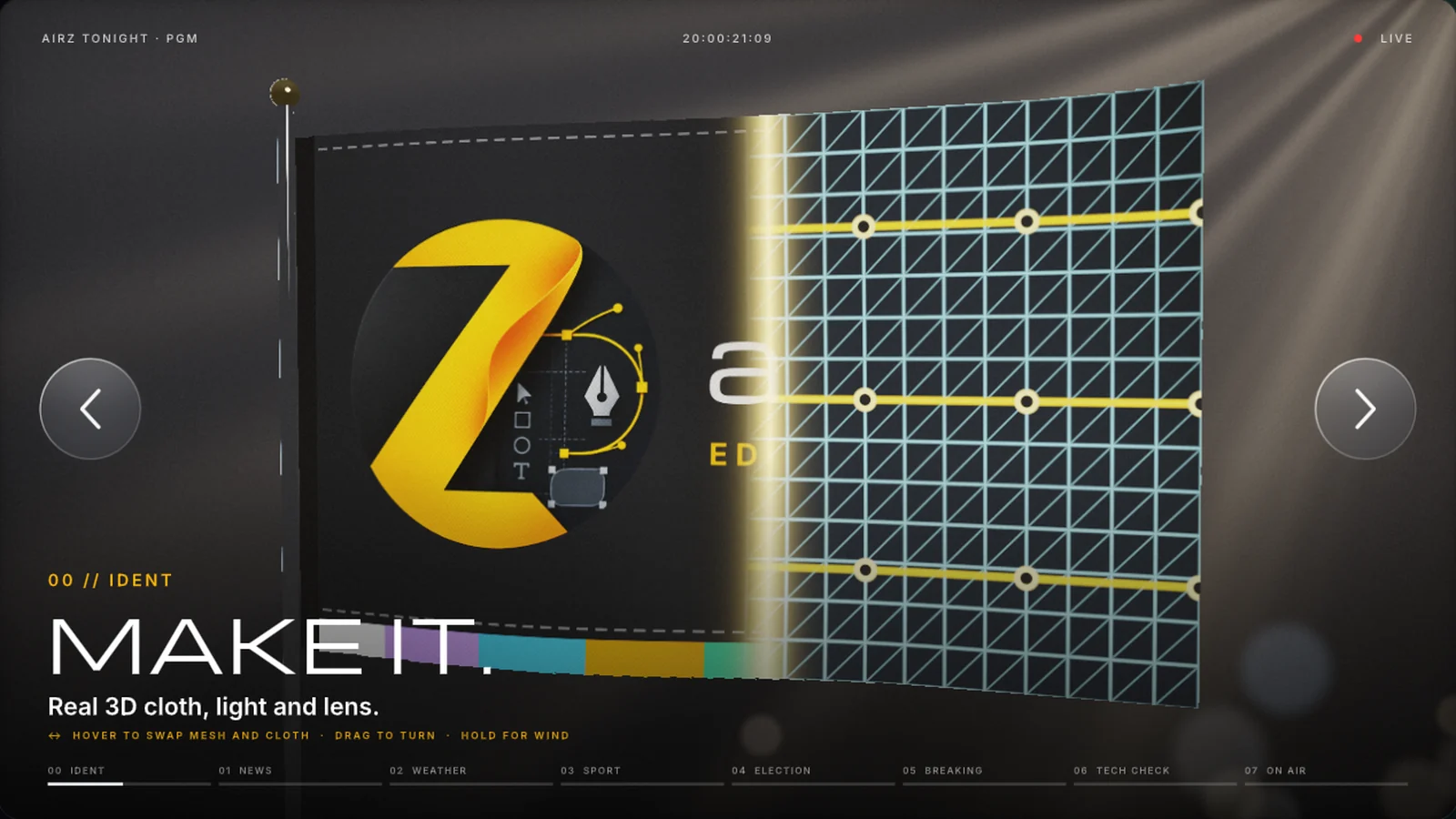 airZ Tonight: the airZ Editor showreel, its first card
