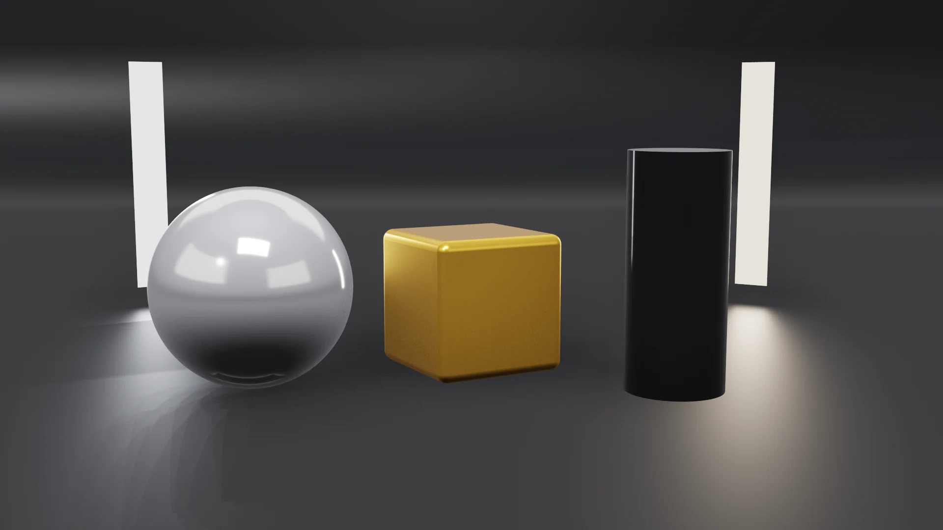 The same softbox studio with standard rendering: the panels and their light, without the floor's mirror image