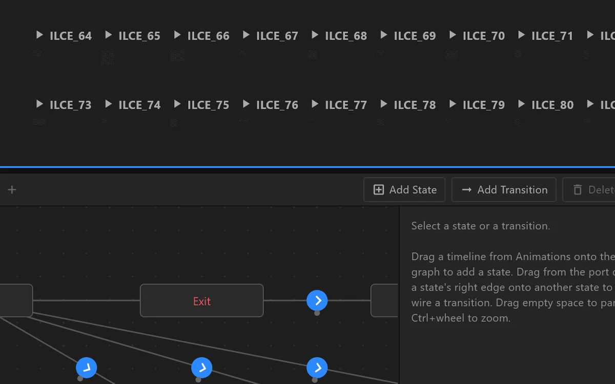 airZ Editor in Animate mode: an election scene with its logic drawn as a graph