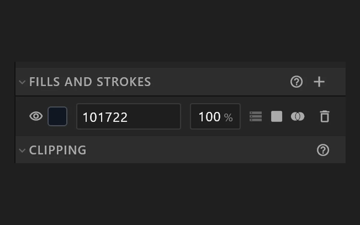 The Fills and strokes rows of the airZ Editor inspector