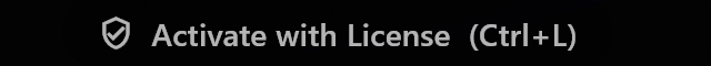 The Activate with License (Ctrl+L) button at the bottom of the sign-in screen