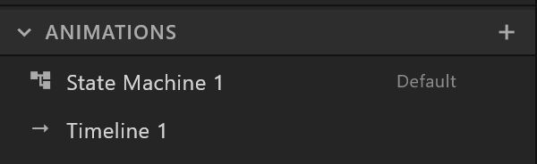 Animation States marked Default, and a timeline