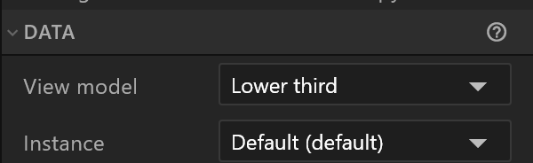 The Data section: the artboard's view model and instance