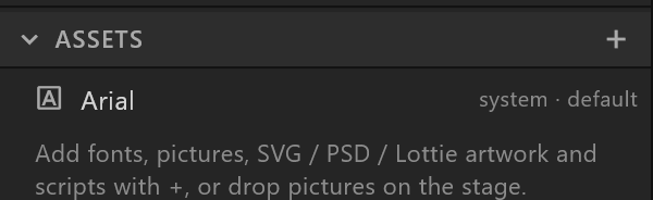 A font row, marked system and default