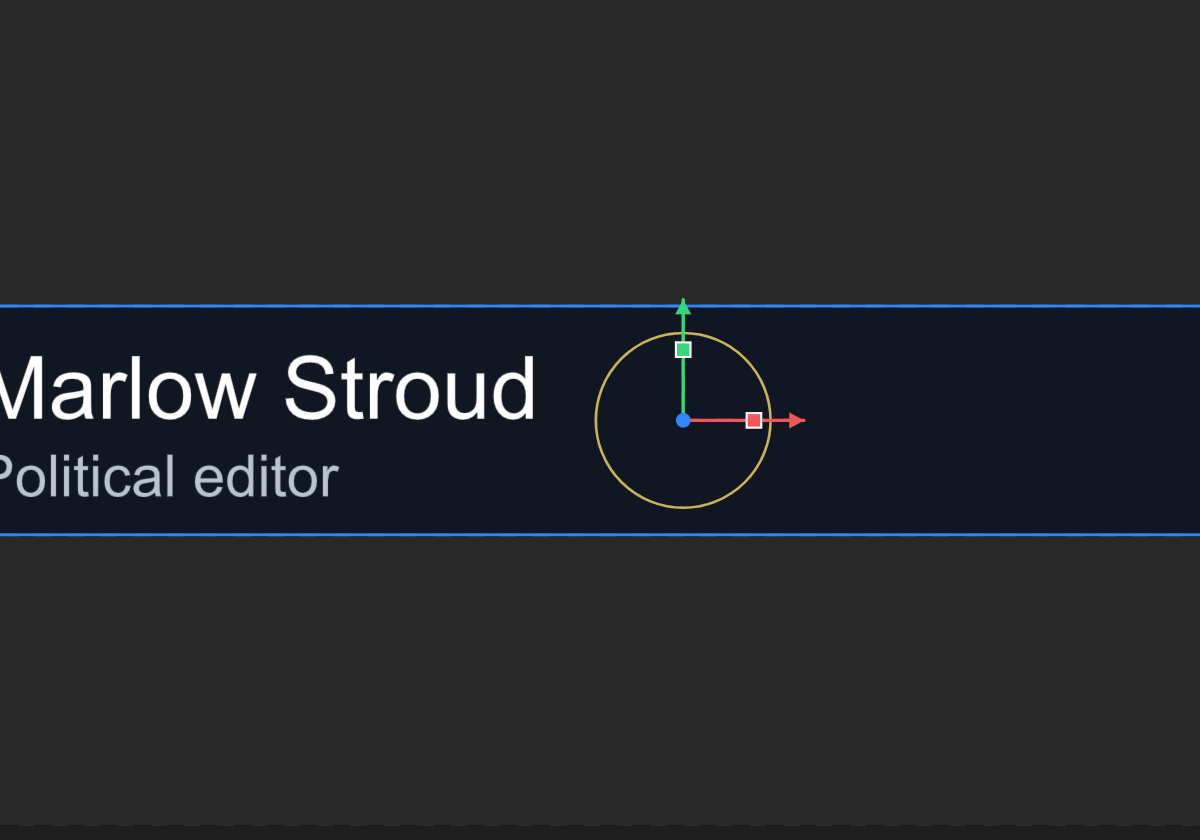 The handles around a selected plate: the origin is the blue dot where the arrows meet