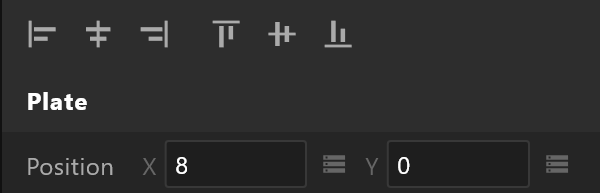 The alignment bar and the name, at the top of the inspector