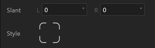 The Slant row and the Style pad for a rectangle