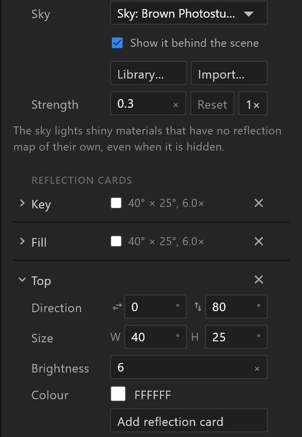 The Sky rows and a reflection card block