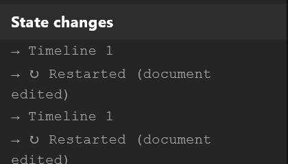 The state changes log: each state it went to, and when it restarted