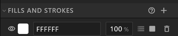 A text's Fills and Strokes section