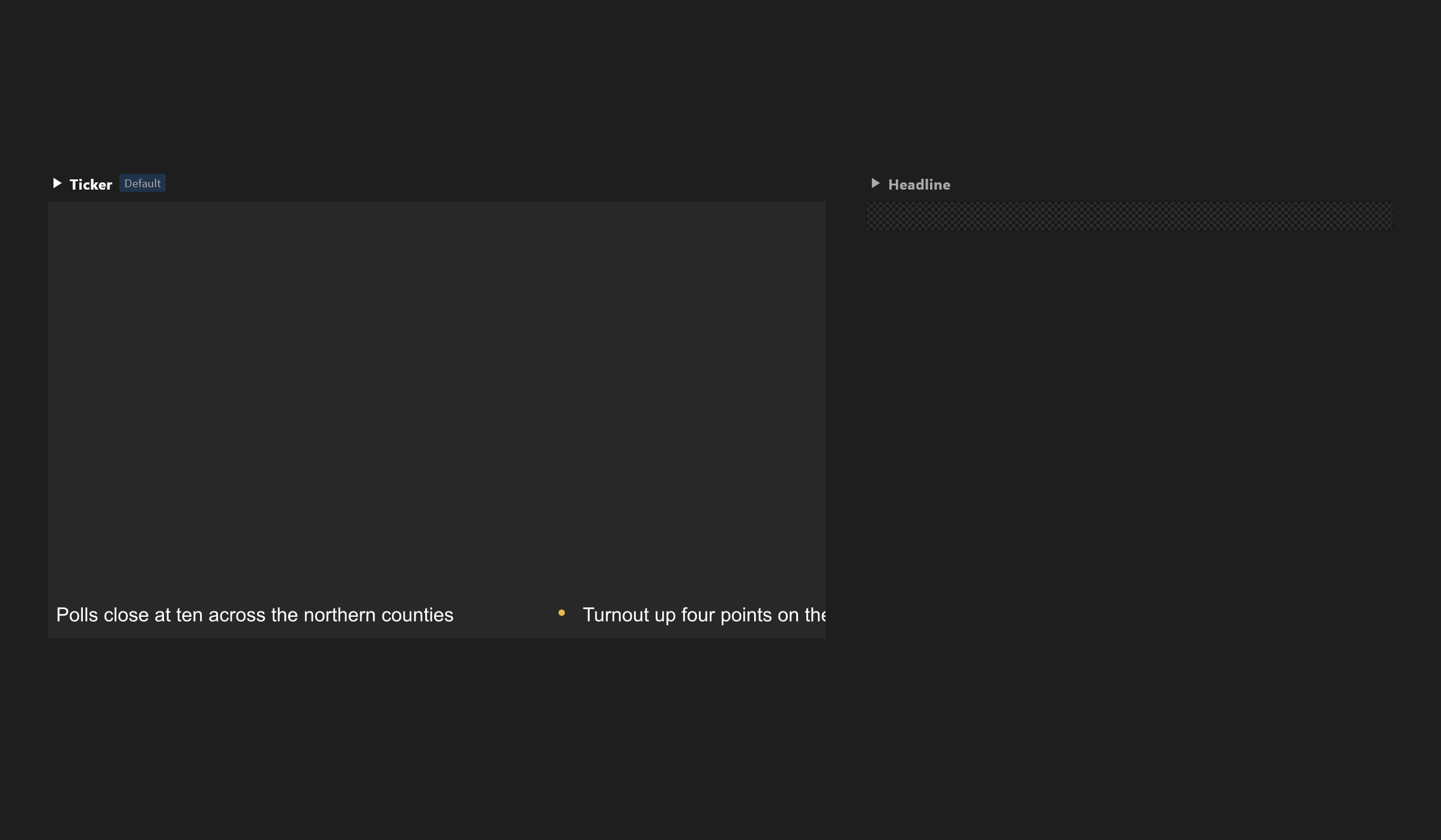 The whole screen: the ticker's headlines along the bottom edge